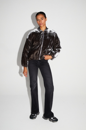 Bomber Nicki Velours Marbré Gris fabriqué en Italie