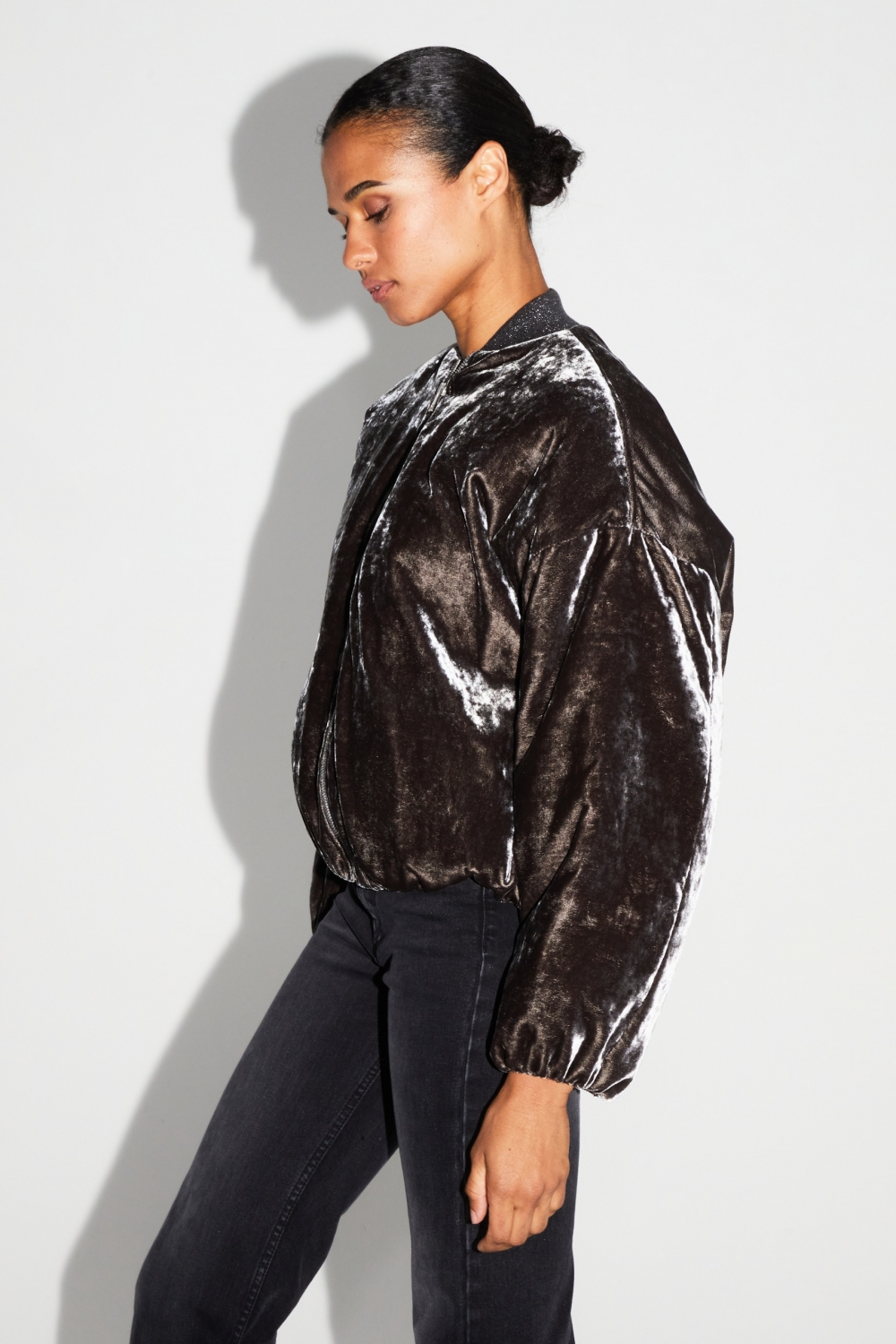 Bomber Nicki Velours Marbré Gris fabriqué en Italie
