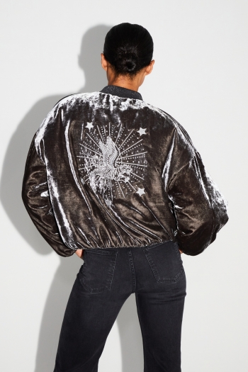 Bomber Nicki Velours Marbré Gris fabriqué en Italie