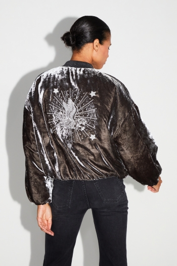 Bomber Nicki Velours Marbré Gris fabriqué en Italie