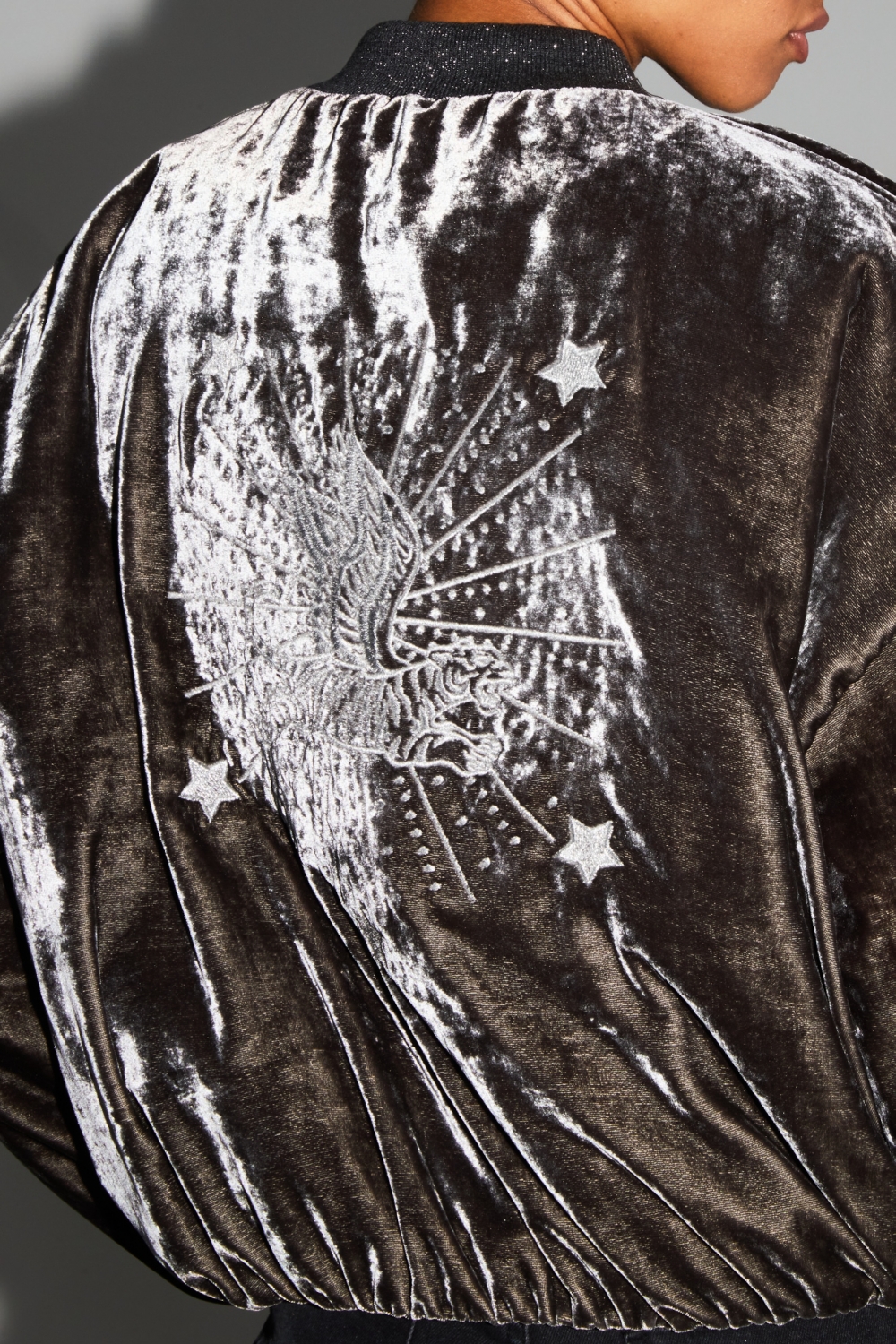 Bomber Nicki Velours Marbré Gris fabriqué en Italie