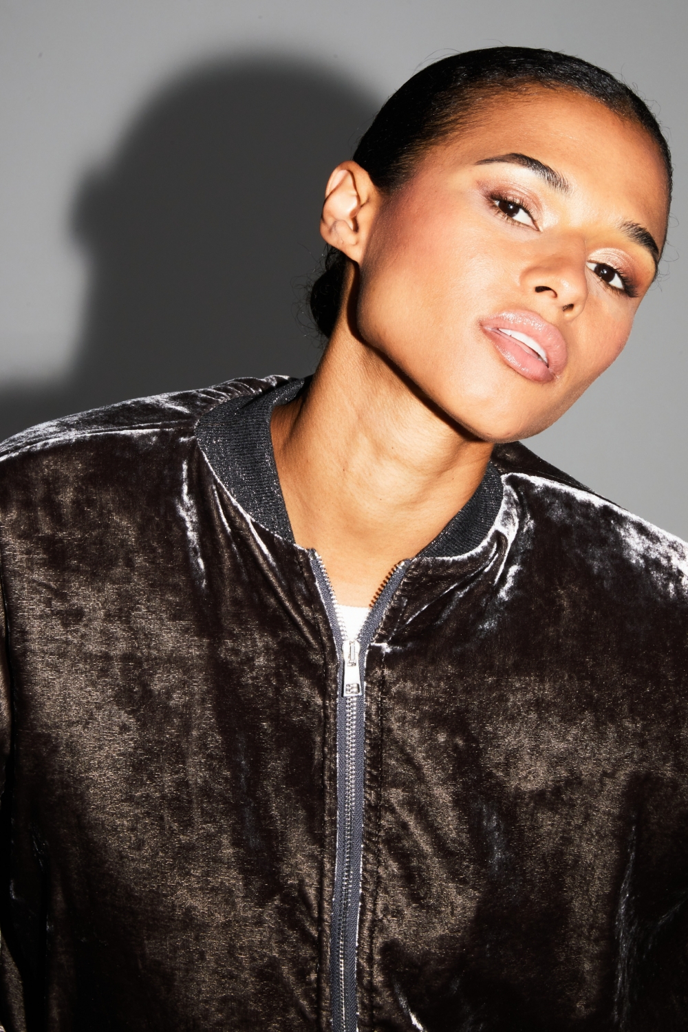 Bomber Nicki Velours Marbré Gris fabriqué en Italie