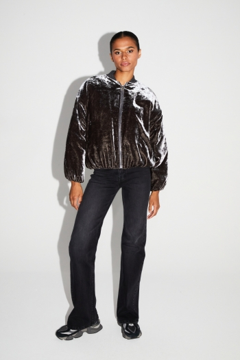 Bomber Nicki Velours Marbré Gris fabriqué en Italie