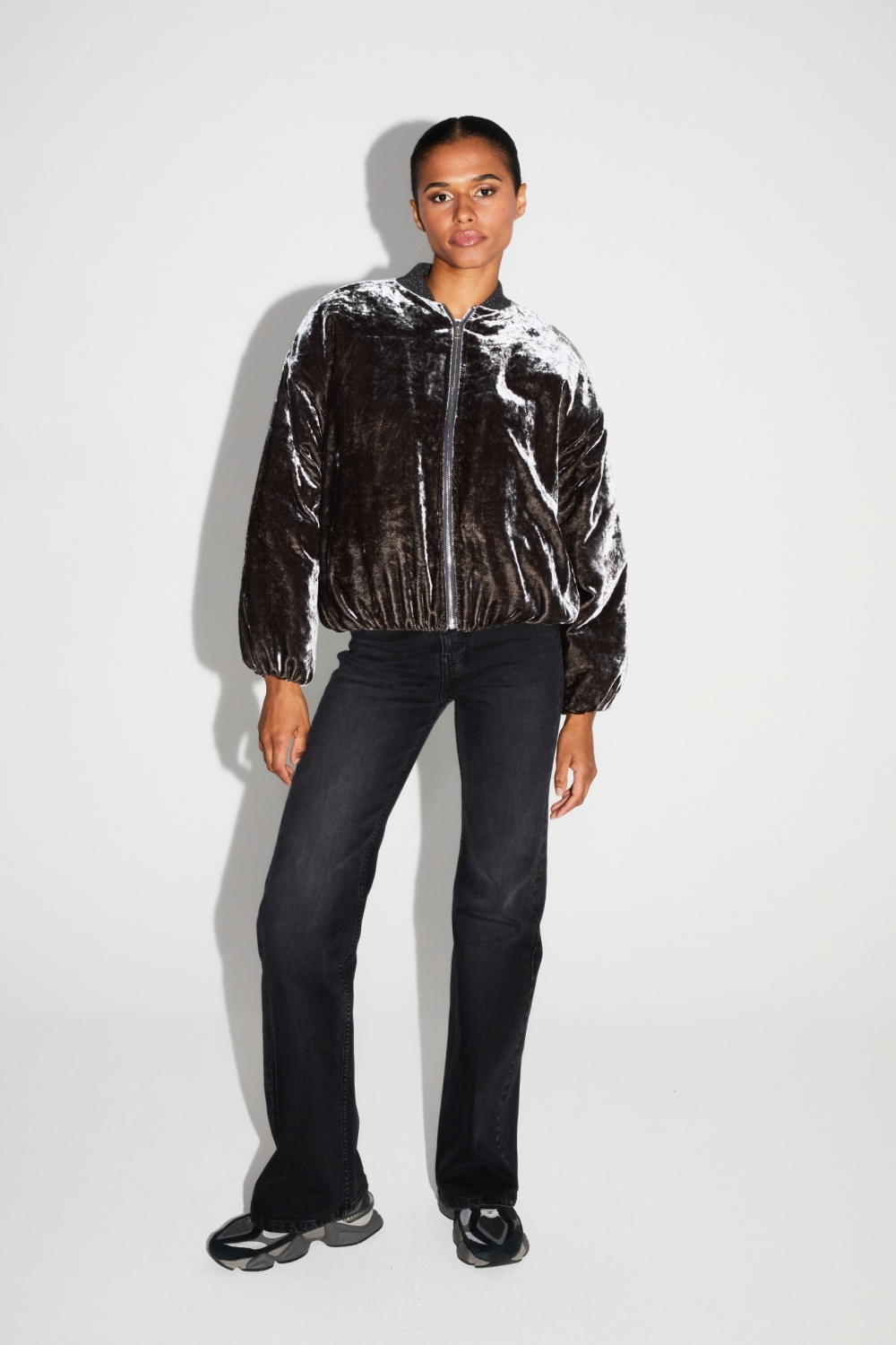 Bomber Nicki Velours Marbré Gris fabriqué en Italie