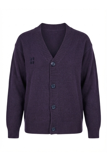 Cardigan Mira basique Navy fabriqué en Italie.