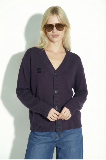 Cardigan Mira basique Navy fabriqué en Italie.