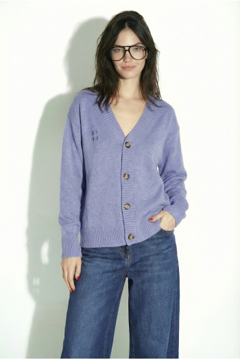 Cardigan Mira basique lavande fabriqué en Italie