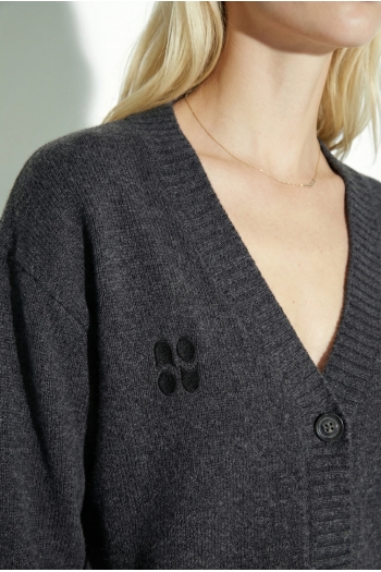 Cardigan Mira basique gris chiné fabriqué en Italie