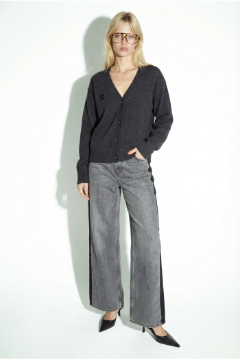 Cardigan Mira basique gris chiné fabriqué en Italie