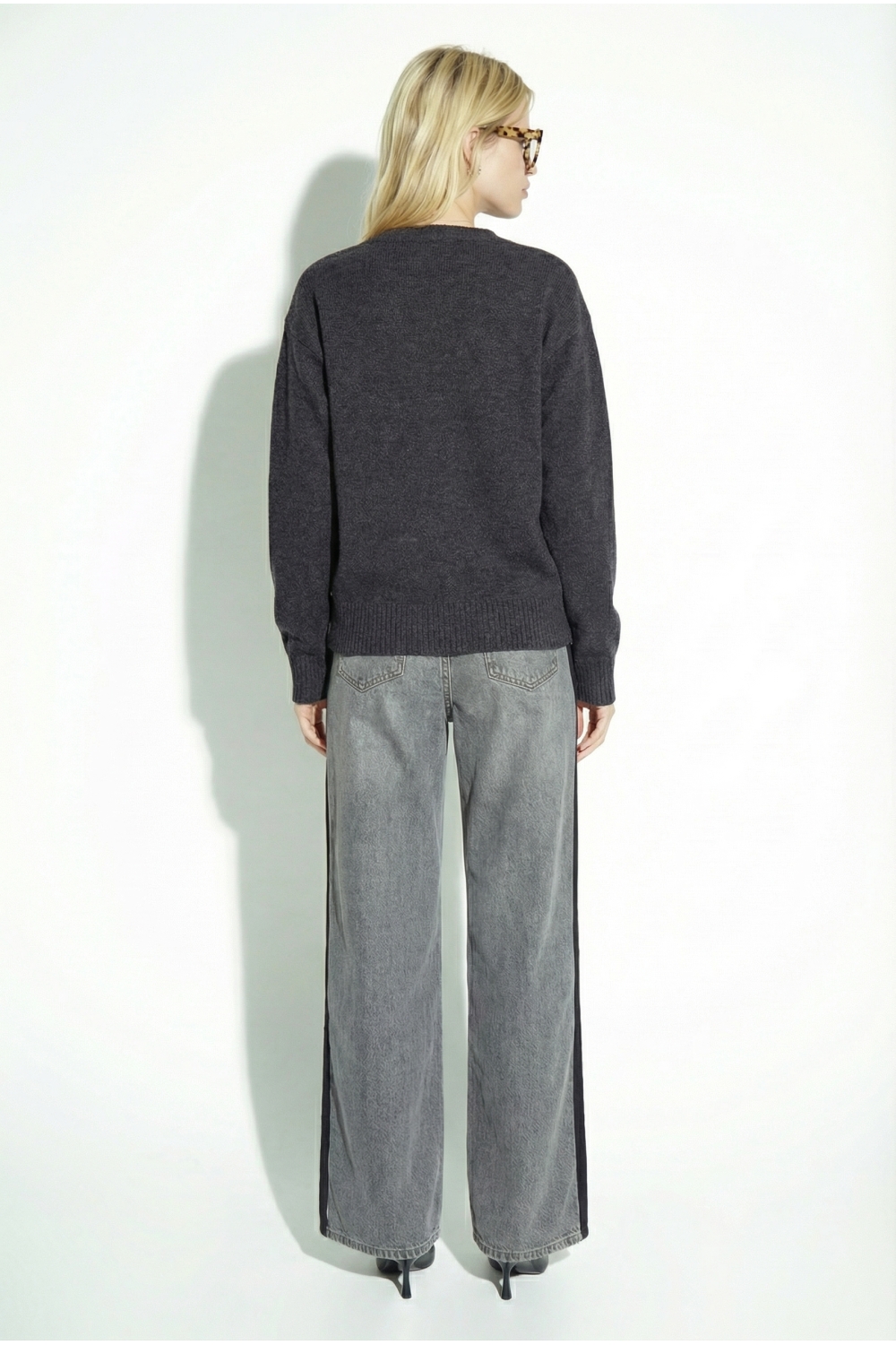 Cardigan Mira basique gris chiné fabriqué en Italie