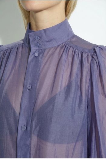 Chemise Anais en voile light blue fabriquée en Italie