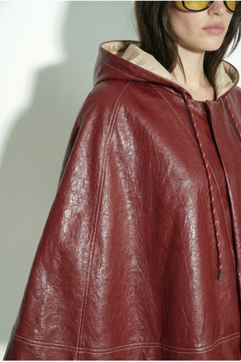 Burgundy vinyl cape made in Italy