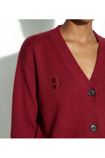 Cardigan Mira basique bordeaux fabriqué en Italie