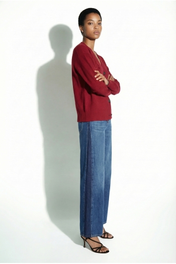 Cardigan Mira basique bordeaux fabriqué en Italie