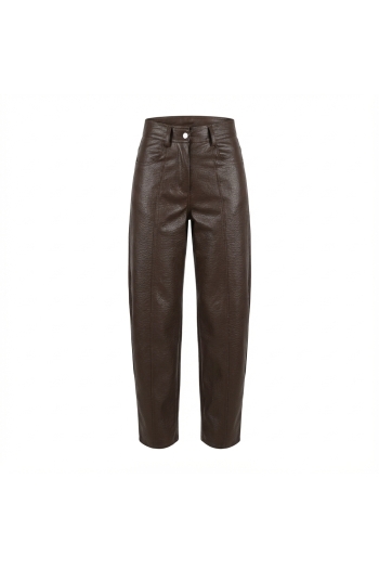 Raya Leather Brown Pants, made in Italy