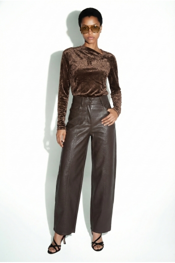 Pantalon Raya Leather brown fabriqué en Italie
