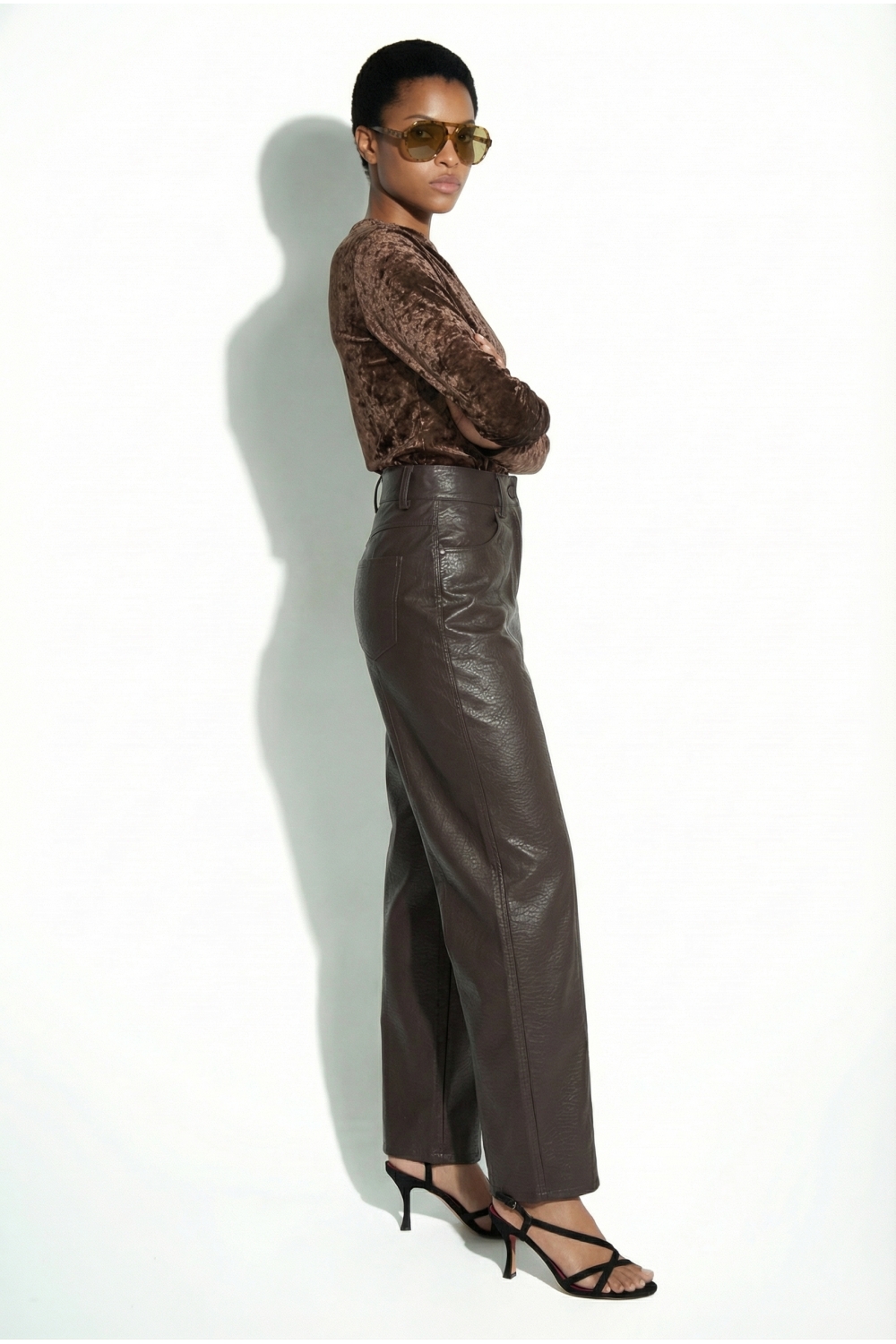 Raya Leather Brown Pants, made in Italy