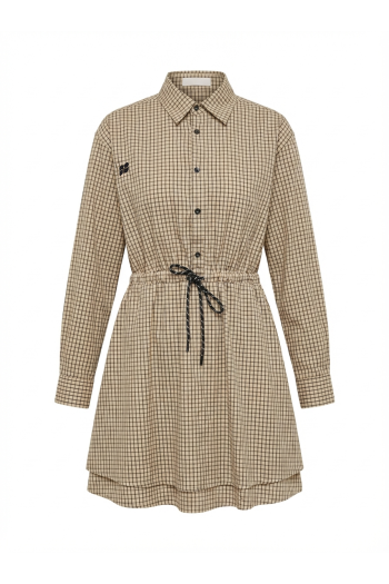 Kris College beige checkered dress, made in Italy.