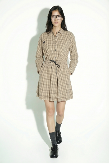 Kris College beige checkered dress, made in Italy.