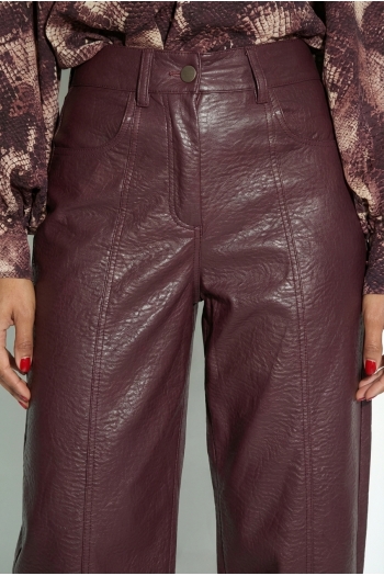 Pantalon Raya leather bordeaux fabriqué en Italie