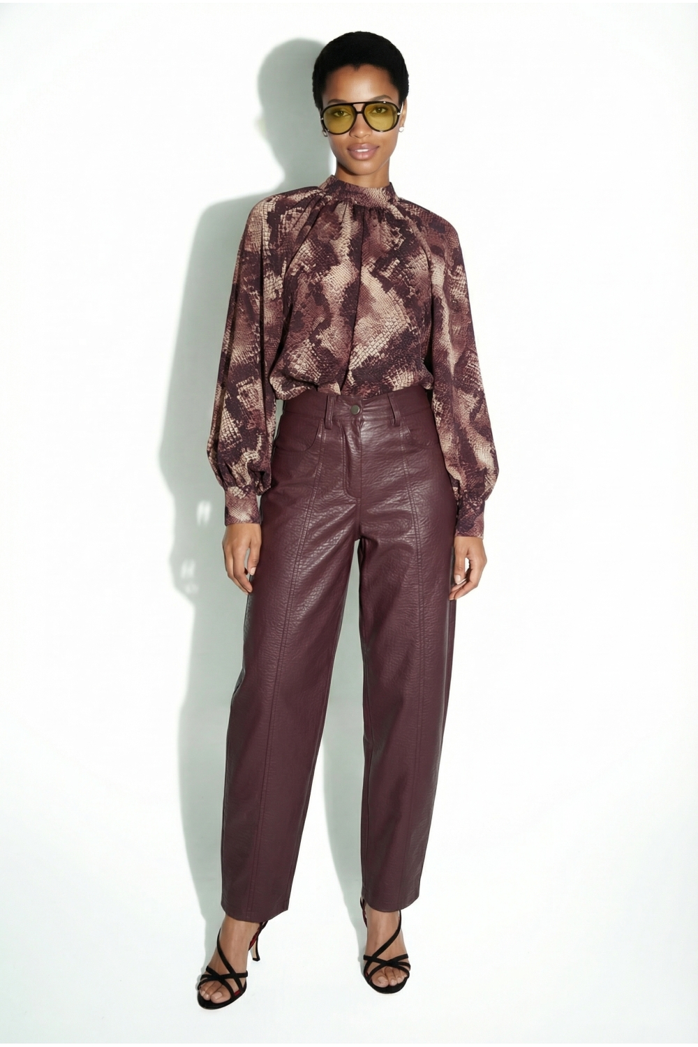 Pantalon Raya leather bordeaux fabriqué en Italie
