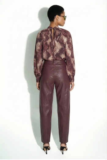 Pantalon Raya leather bordeaux fabriqué en Italie