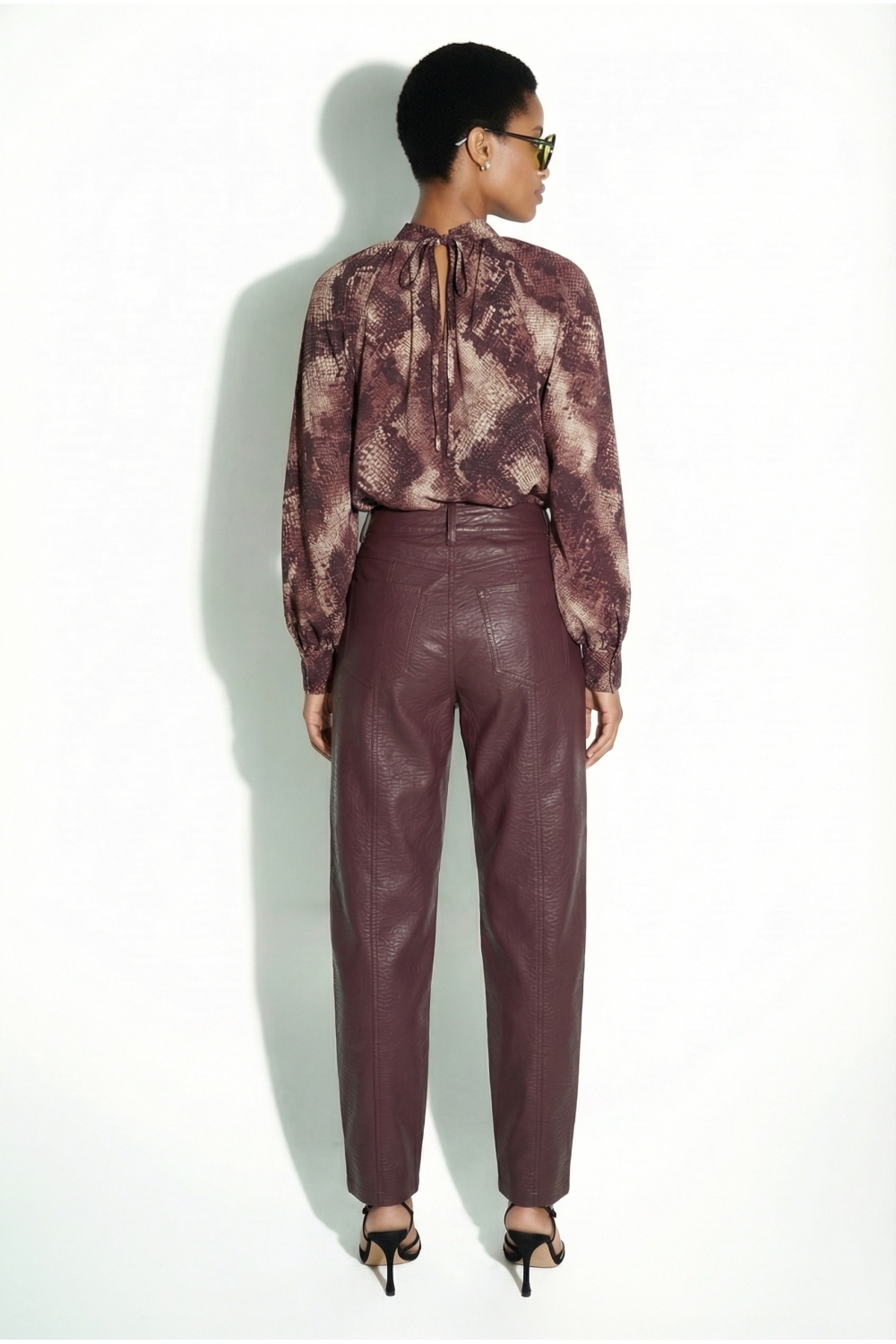 Pantalon Raya leather bordeaux fabriqué en Italie