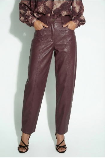 Pantalon Raya leather bordeaux fabriqué en Italie