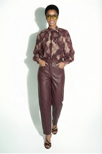 Pantalon Raya leather bordeaux fabriqué en Italie