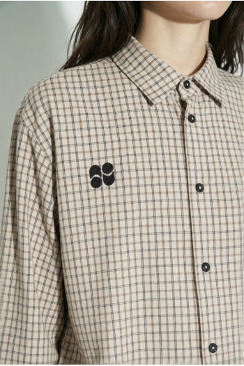 Chemise Clio Boxy à carreaux beige fabriqué en Italie