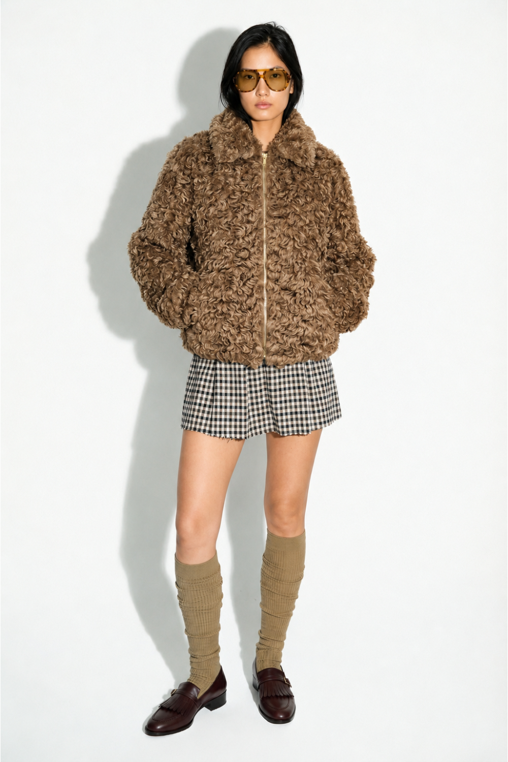 Bomber Nahia Fancy fur beige fabriqué en Italie.