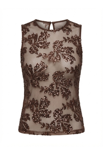 Chocolate-colored sequined top made in Italy
