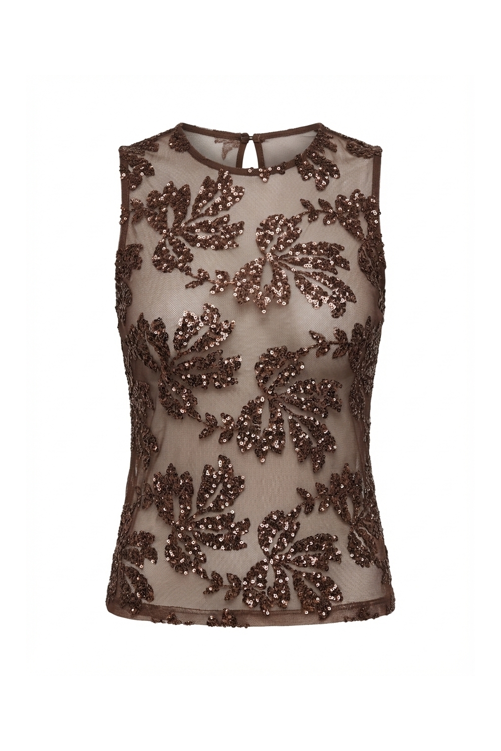 Chocolate-colored sequined top made in Italy