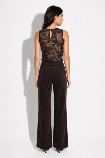 Chocolate-colored sequined top made in Italy