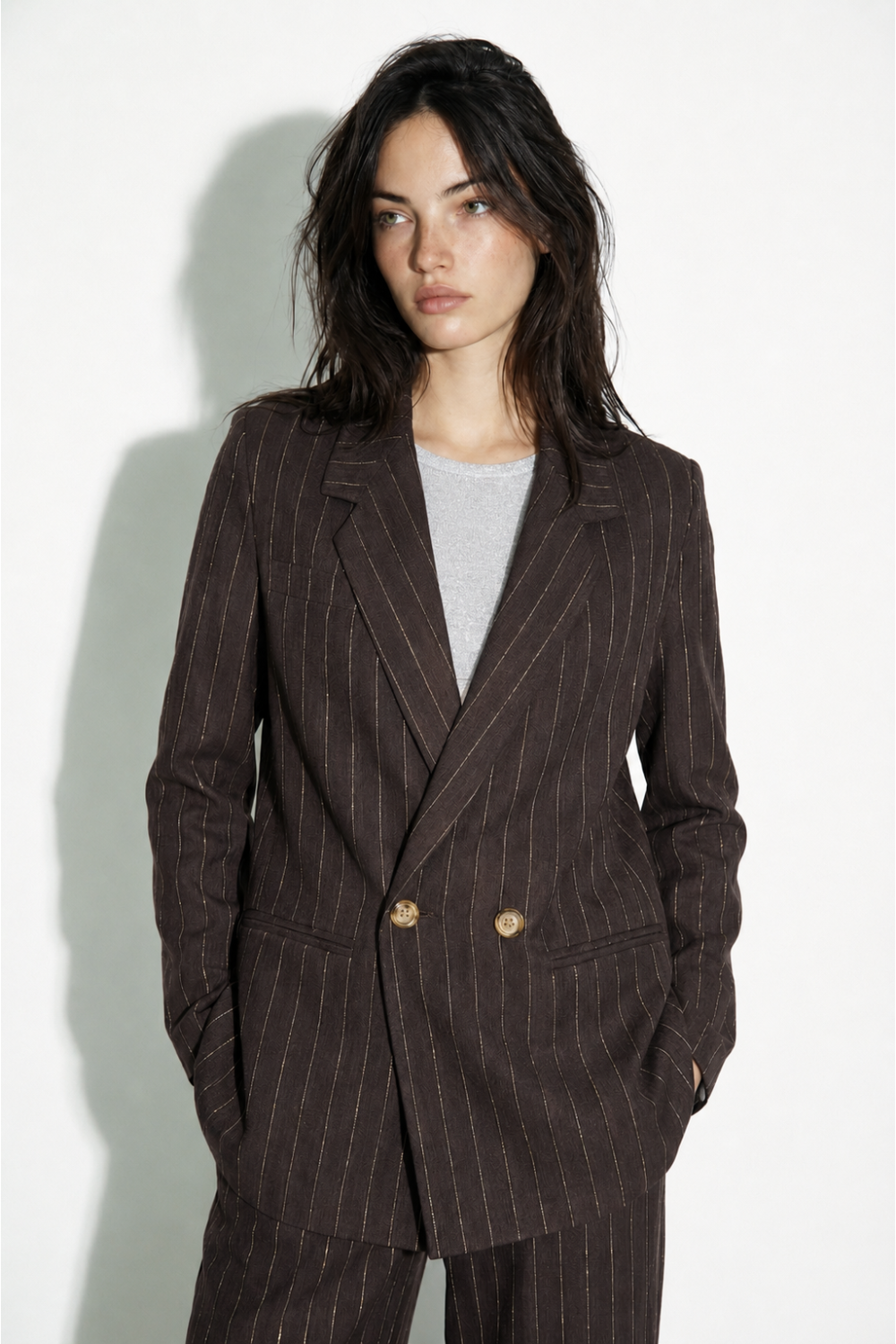 Ema Goccia Story chocolate-colored blazer, made in Italy