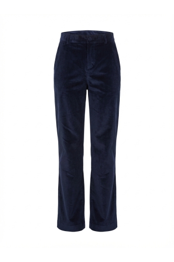 Anja Smoking-broek van velours in marineblauw, vervaardigd in Italië
