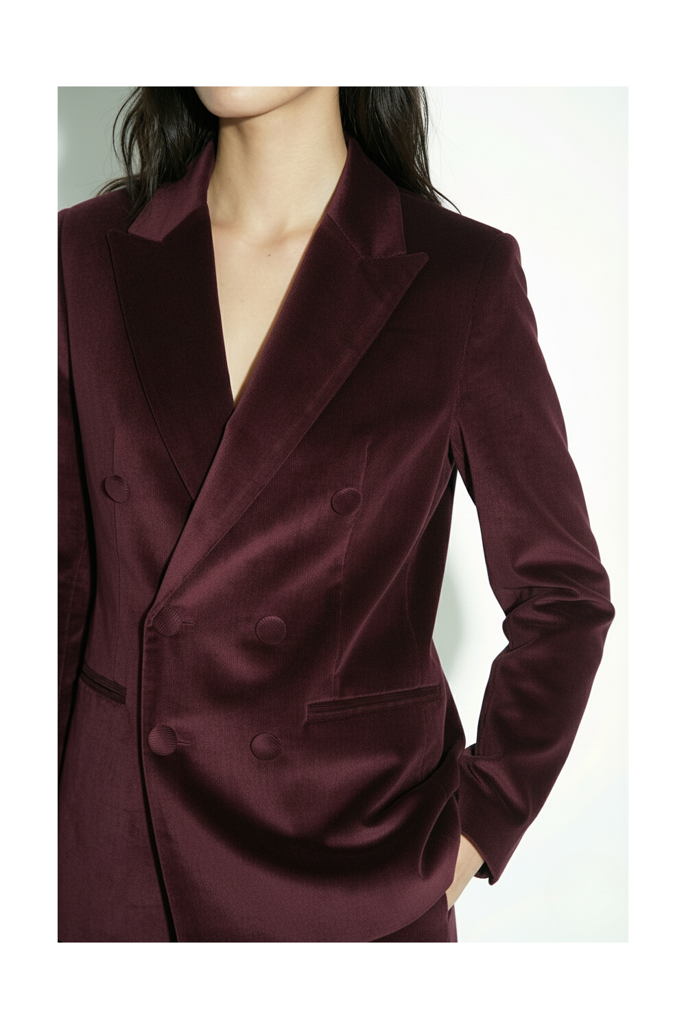 Chocolate-colored velvet Yves tuxedo blazer, made in Italy