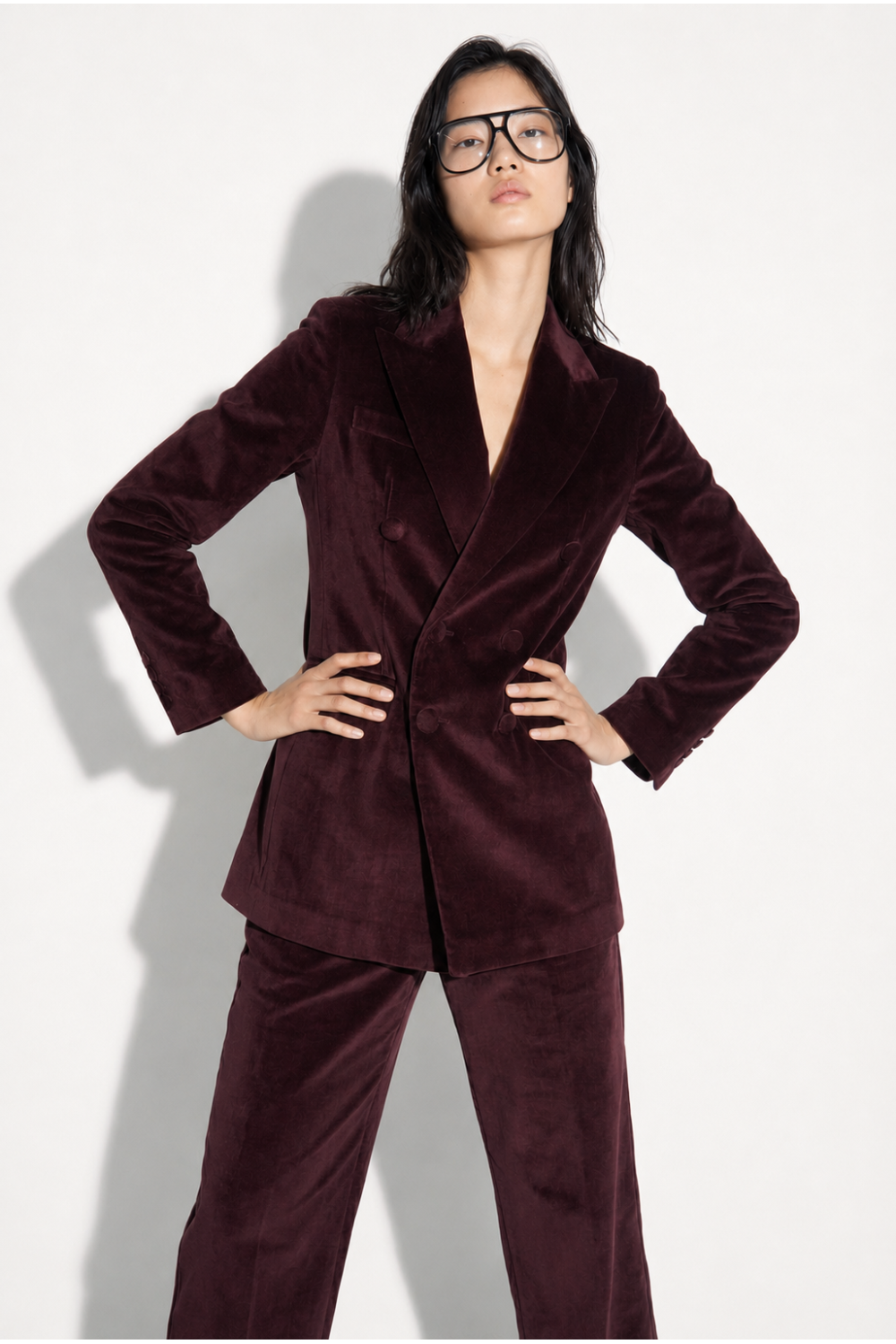 Chocolate-colored velvet Yves tuxedo blazer, made in Italy