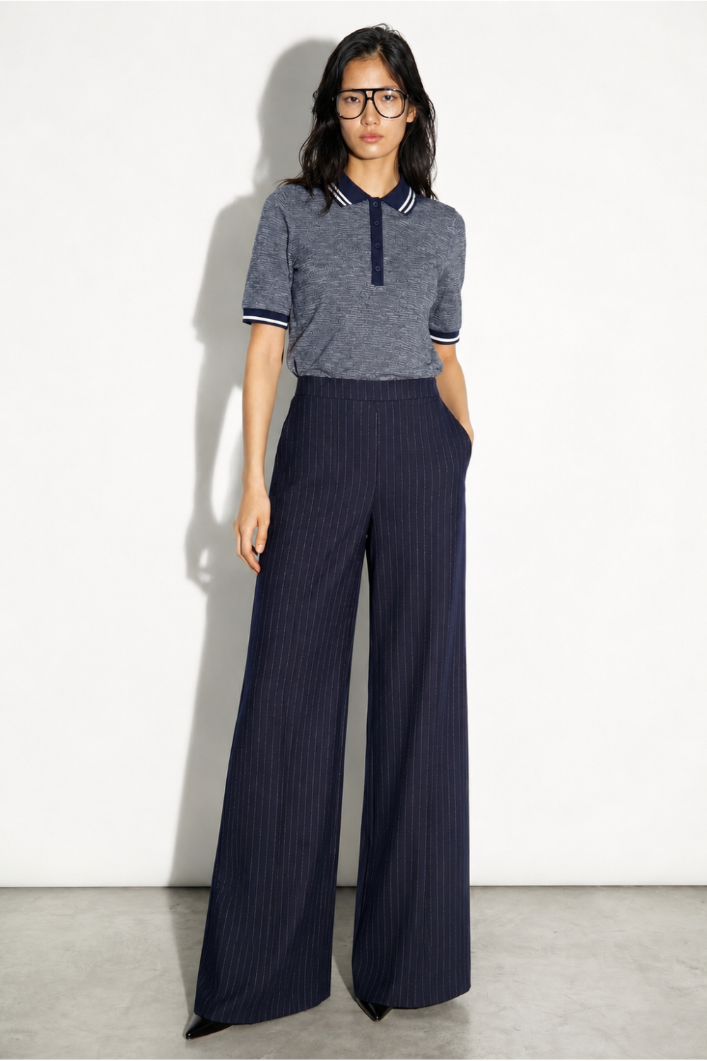 Charlie Maura-broek in marineblauw, gemaakt in Italië