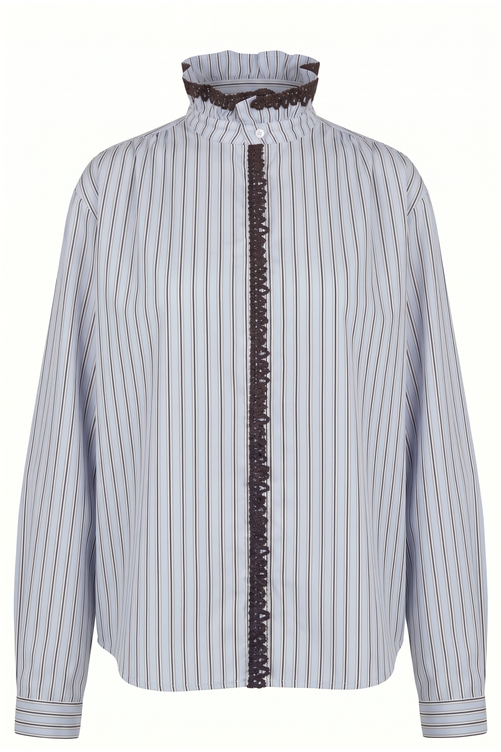 Chemise Malia Rayures et broderie en velour light blue fabriqué en Italie