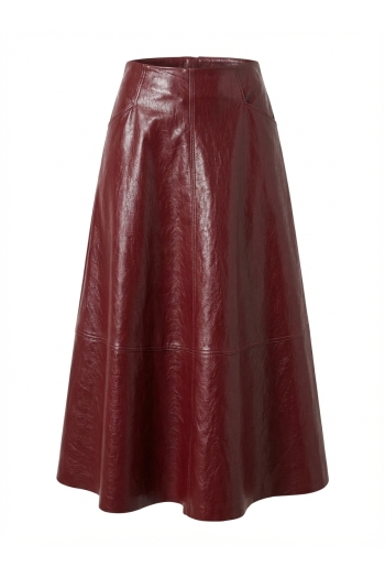 Bordeauxrode vinyl maxi-rok, gemaakt in Italië