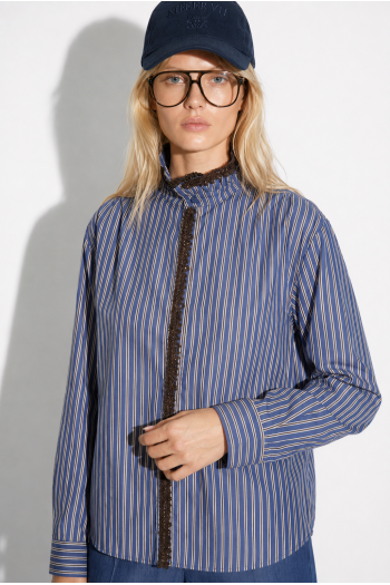 Chemise Malia à rayures broderie velour royal fabriqué en Italie