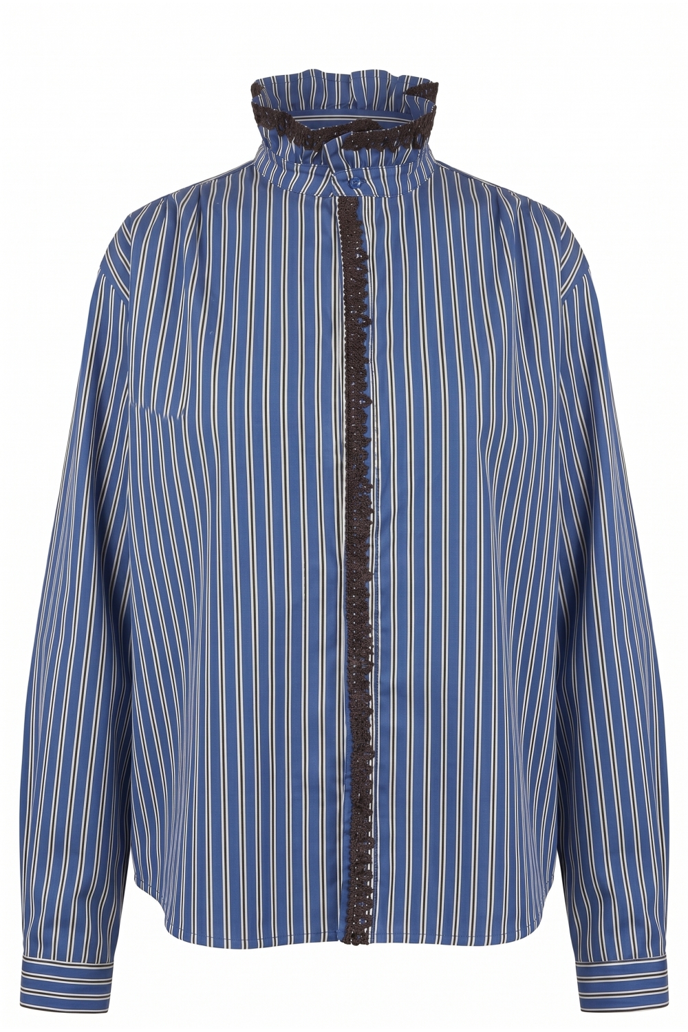 CHEMISE MALIA RAYURE BRODERIE VELOUR ROYAL