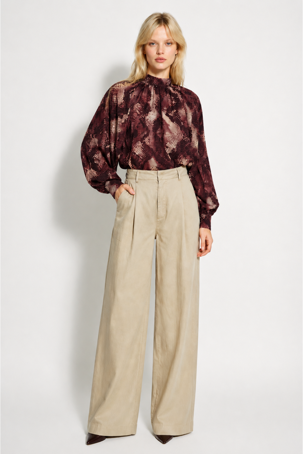 Beige Rio-broek van lyocell, gemaakt in Italië