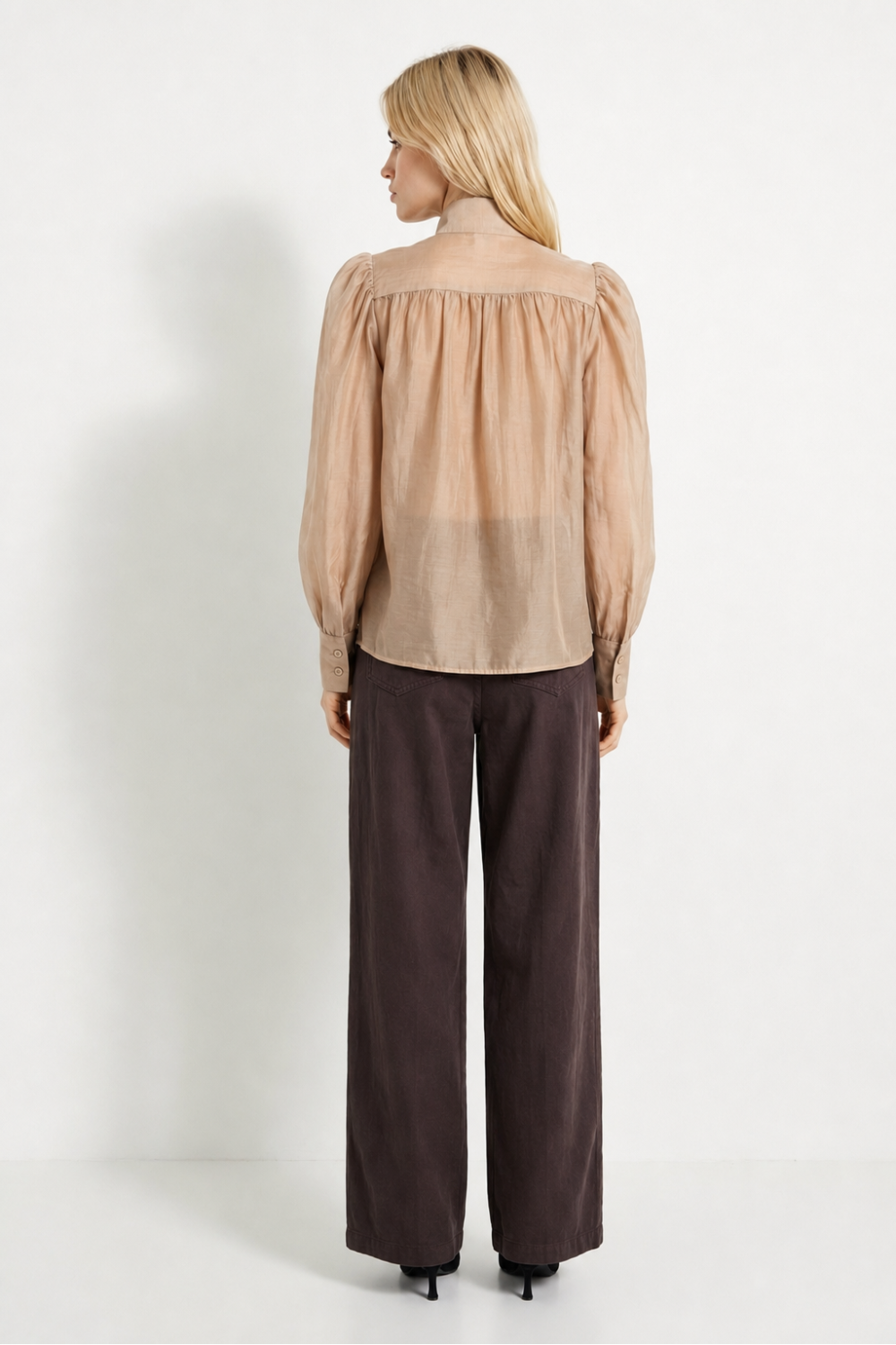 Chemise Anais voile beige fabriquée en Italie