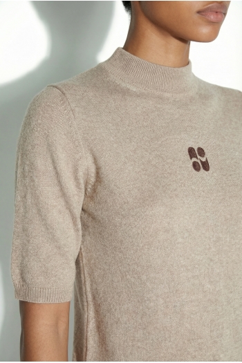 Maille Tia Col montant beige fabriqué en Italie
