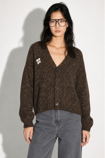 Cardigan Tilda chiné Twiggy chocolat fabriqué en Italie