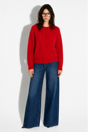 Red round-neck Ivy knit made in Italy