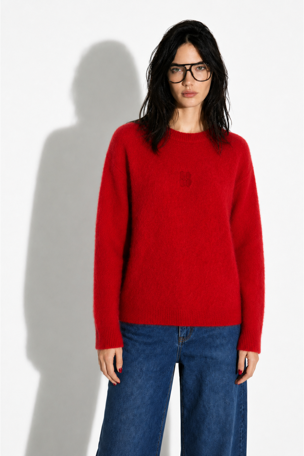 Red round-neck Ivy knit made in Italy