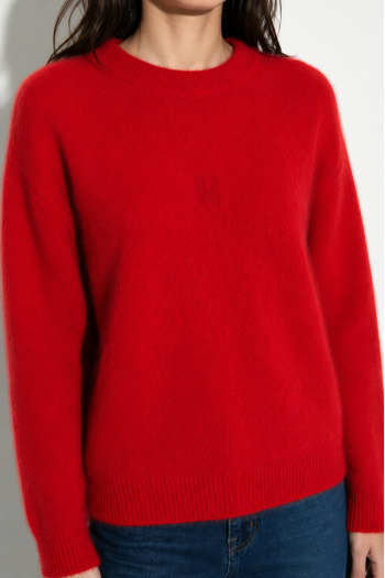 Red round-neck Ivy knit made in Italy